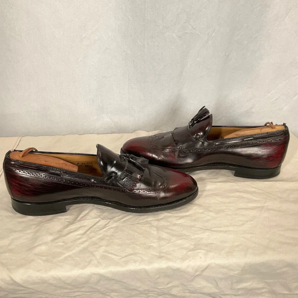 Johnston & Murphy‎ Loafer Mens 11.5 Burgundy Aristocraft Leather Wingtip Shoes